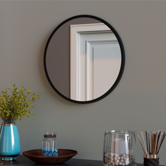 Зеркало круглое 60 см в раме черной Continent Mealhada (ЗЛП2413)