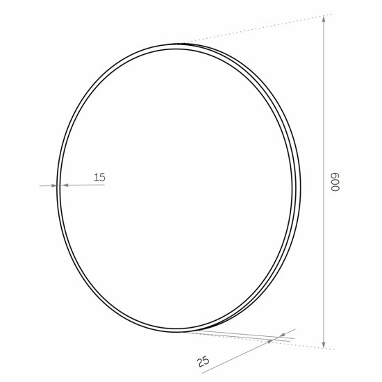 Зеркало круглое 60 см в раме черной Continent Mealhada (ЗЛП2413)