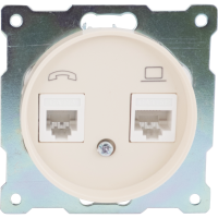 Телефонная/компьютерная розетка встраиваемая Onekey Florence RJ11/RJ45 UTP cat 5e цвет бежевый