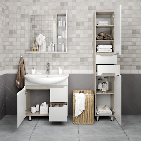 Пенал для ванной Рондо 195x40 см цвет бежевый