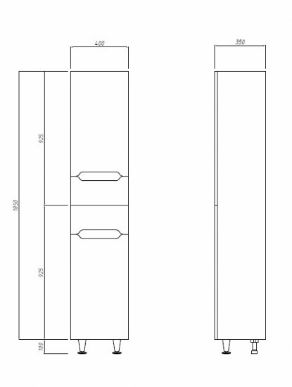 Пенал для ванной Рондо 195x40 см цвет бежевый