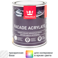 Краска фасадная Tikkurila Facade Acrylate матовая прозрачная база С 0.9 л