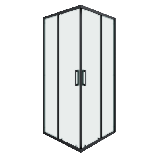 Душевой уголок Март Квадро Black квадратный 90x90 см черный профиль матовое стекло раздвижной