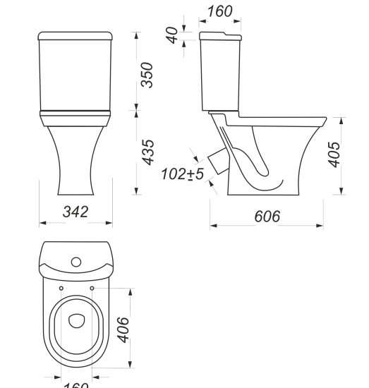 Унитаз-компакт Sanita Master косой выпуск двойной слив