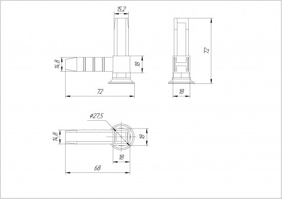 Коннектор 2 Лофт с регулируемой опорой пластик черный