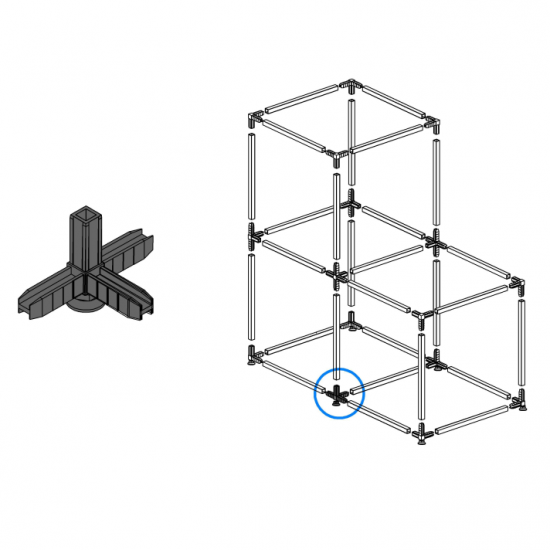 Коннектор 4 Лофт с регулируемой опорой пластик черный