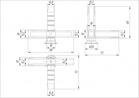 Коннектор 4 Лофт с регулируемой опорой пластик черный