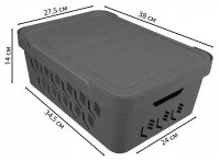 Ящик с крышкой DeLUXE 38x27.6x14 см 12 л полипропилен цвет серый