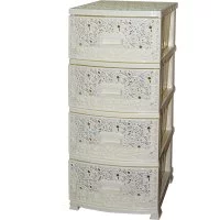 Комод РОССПЛАСТ ДЕКОР 4 ярус АЖУР слоновая кость В95*Ш38*Г47