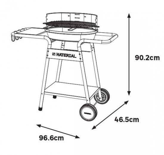 Гриль угольный передвижной Naterial Darius 91x91x84 см