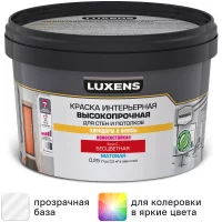 Краска для стен в коридоре и офисе Luxens моющаяся матовая прозрачная база С 250 мл