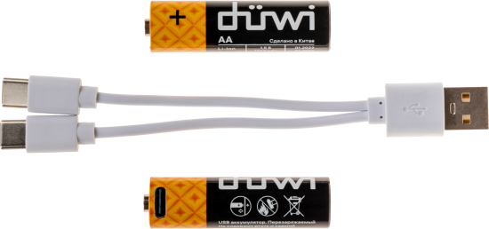Аккумулятор Duwi Li-Ion LR6 AA 1800 мАч 1.5В 2 шт.