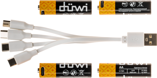 Аккумулятор Duwi Li-Ion LR6 AA 1800 мАч 1.5В 4 шт.