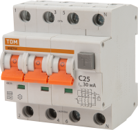 Дифференциальный автомат Tdm Electric АВДТ-63 3P N C25 A 30 мА 6 кА AС SQ0202-0018