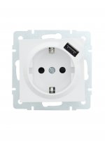 Розетка Lezard Vesna с заземлением разъем USB цвет белый