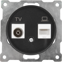 Розетка двойная антенна/компьютер TV/RJ45 кат.5e встраиваемая Onekeyelectro 1E20811303 цвет черный
