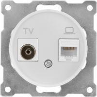 Розетка двойная антенна/компьютер TV/RJ45 кат.5e встраиваемая Onekeyelectro 1E20811300 цвет белый