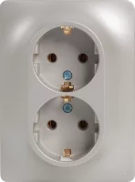 Розетка двойная встраиваемая Schneider Electric Glossa с заземлением цвет платина