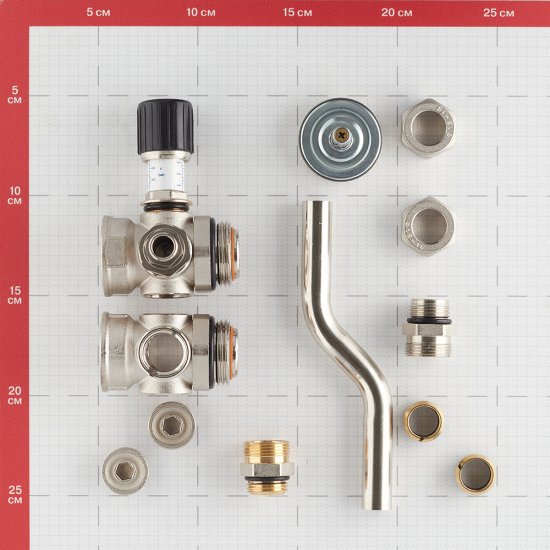 Байпас проходной Valtec 200 мм с термометрами (VT.0667T.0.0)