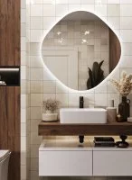 Зеркало для ванной Omega Glass Фантом SD51 с подсветкой 90x90 см ассиметричное