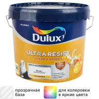 Краска для стен кухни и ванны Dulux Ultra Resist моющаяся полуматовая полупрозрачная база BC 4.5 л