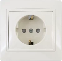 Розетка встраиваемая Tdm Electric Таймыр c заземлением со шторками цвет бежевый