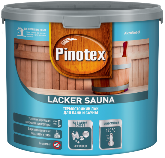 Лак для саун на водной основе Pinotex Lacker Sauna 20 цвет прозрачный полуматовый 2.7 л
