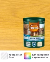 Пропитка Pinotex Classic Plus полуматовая 0.9 л цвет прозрачный