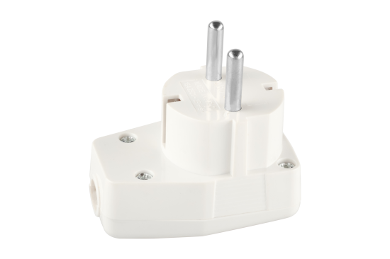 Вилка угловая Duwi 250 В с заземлением 16 А цвет белый