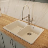 Мойка для кухни врезная Delinia 73.5x47.4 см глубина чаши 18 см кварц цвет белый