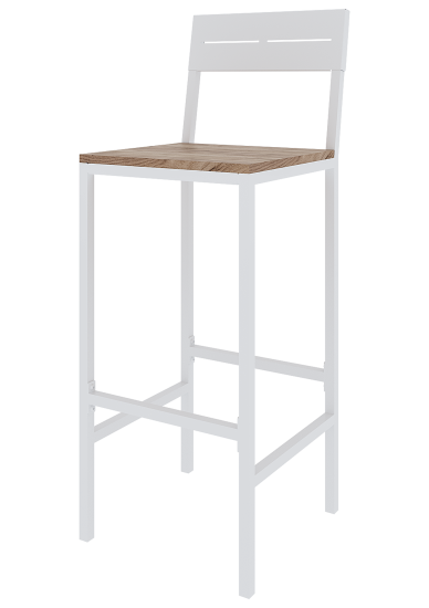 Стул барный Ferro 37x102x42 см ножки металл/белый сиденье дерево цвет коричневый