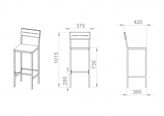 Стул барный Ferro 37x102x42 см ножки металл/белый сиденье дерево цвет коричневый