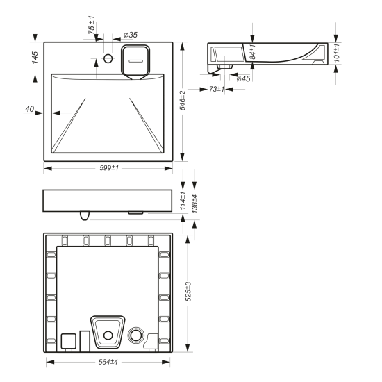 Раковина на стиральную машину Sanita Luxe Space 55