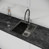 Мойка для кухни врезная М5B Delinia 50x50 см глубина чаши 19.1 см нержавеющая сталь цвет черный