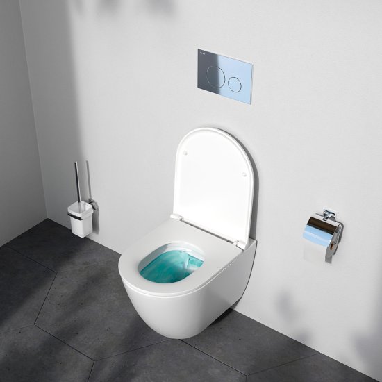 Комплект инсталляция с унитазом AM.PM Struktura FlashClean IS70151.9S1700, безободковый, с микролифтом, клавиша Pro цвет хром