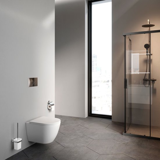 Комплект инсталляция с унитазом AM.PM Struktura FlashClean IS70151.9S1700, безободковый, с микролифтом, клавиша Pro цвет хром