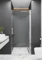 Душевая дверь в нишу Март Эстетика 195x90 см хромированный профиль прозрачное стекло распашная