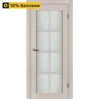 Дверь межкомнатная остекленная с замком и петлями в комплекте Пьемонт 60x200 см HardFlex цвет платина светлая