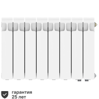 Радиатор секционный Rifar Monolit 350/100 биметалл 8 секций нижнее правое подключение цвет белый