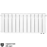 Радиатор секционный Rifar Monolit 350/100 биметалл 12 секций нижнее правое подключение цвет белый