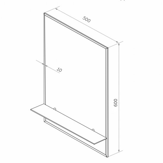 Зеркало с полкой прямоугольное 50х60 см Continent Прямоугольник (В134)