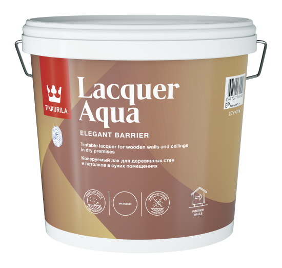 Лак интерьерный Tikkurila Lacquer Aqua База EP бесцветный полуглянцевый 2.7 л