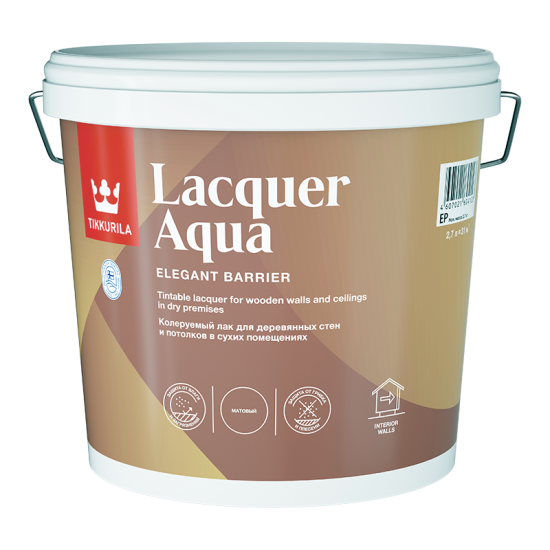 Лак интерьерный Tikkurila Lacquer Aqua База EP бесцветный матовый 2.7 л
