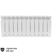 Радиатор секционный Rifar Monolit 350/100 биметалл 12 секций нижнее левое подключение цвет белый