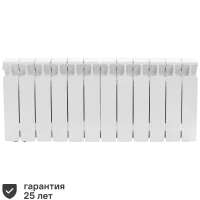Радиатор секционный Rifar Monolit 350/100 биметалл 12 секций нижнее левое подключение цвет белый