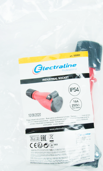 Розетка штепсельная с заземлением Electraline Евро 220/240 В, IP54, цвет чёрный