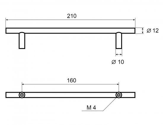 Мебельная ручка-рейлинг бронза 160 мм