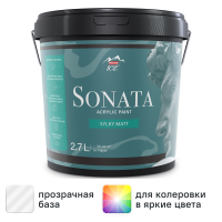 Краска для стен и потолков Parade Sonata Silky Matt моющаяся шелковисто-матовая прозрачная база С 2.7 л