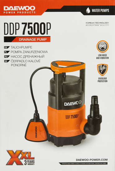 Насос погружной дренажный для грязной воды Daewoo DDP 7500P, 7500 л/ч