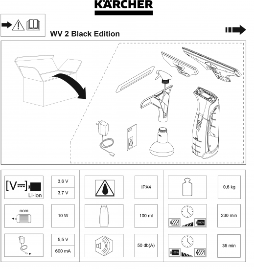 Стеклоочиститель Karcher WV 2 BE 3.6 В ширина резиновой щетки 28 см